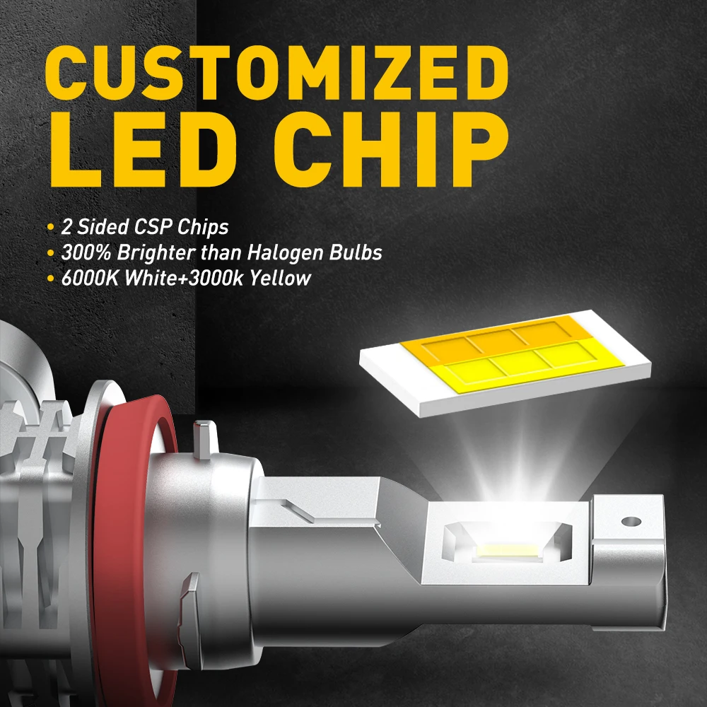 AUXITO 2 шт. Switchback H8 H11 H9 H16JP светодиодный Fog 6000K 3000K Canbus без ошибок Автомобильные