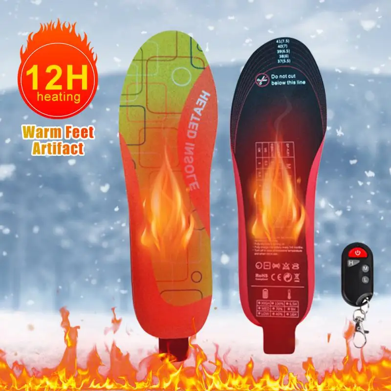 

USB Heated Shoes Insoles Rechargeable Electric Foot Warming Pad Wireless Temperature Adjustment Winter Sports Heating Insole