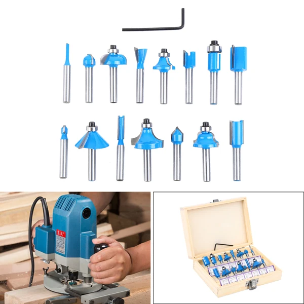 

15PC Carbon Milling Cutter Router Bit Set Tungsten Carbide Router 1/4" Shank