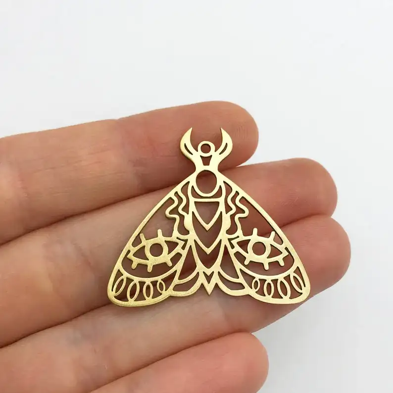 

2/6/12/24pcs Brass Moth Charm, Geometric Moth Pendant, Eyes on Moth Charm, Brass Butterfly Charm Findings Jewelry Supplies