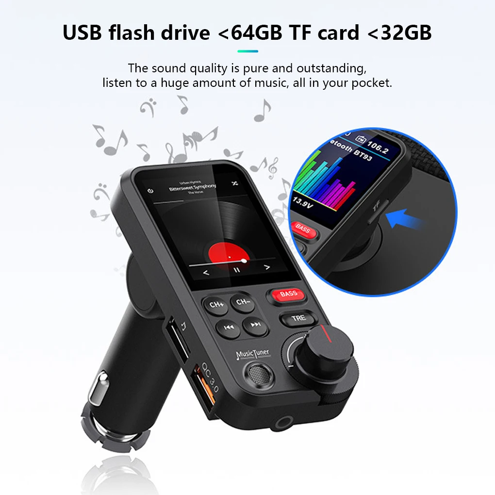 

Автомобильный MP3-плеер Bluetooth-совместимый U-диск TF карта Аудио приемник музыкальный адаптер 180 ° PD18W портативное зарядное устройство для телеф...