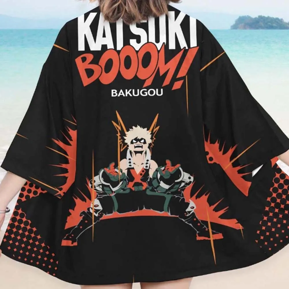 Новый модный костюм для косплея аниме Моя геройская Академия Bakugou Katsuki кимоно