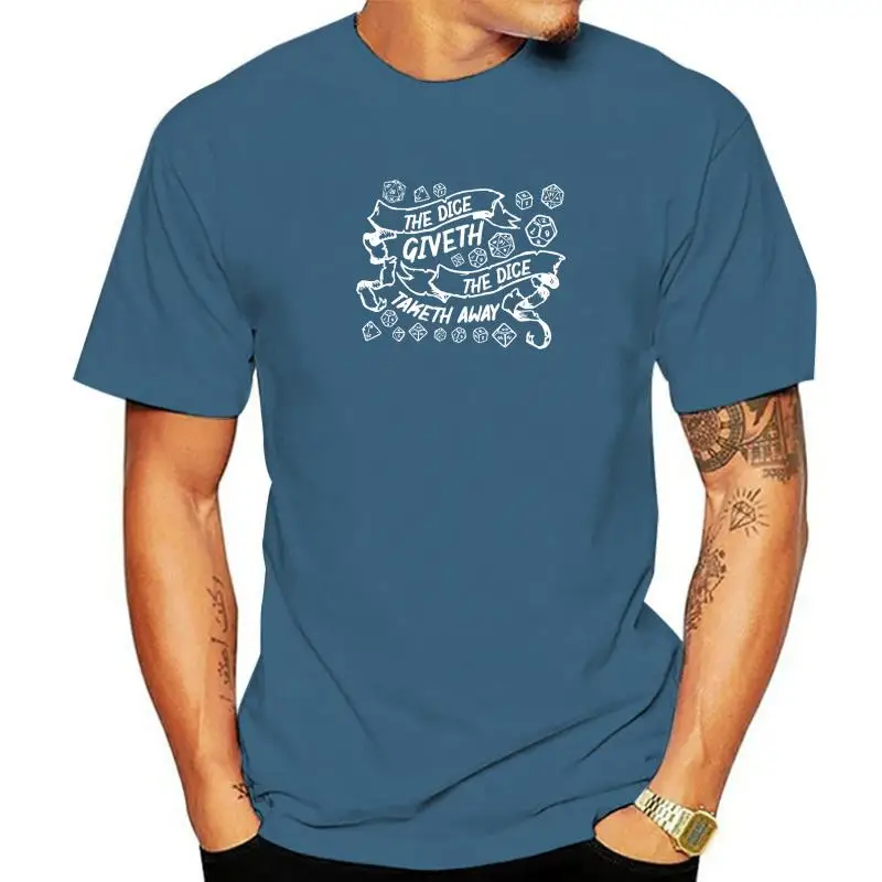 

The Dice Giveth And Taketh Away Funny Dice Critical Hit Miss T-Shirt Camisas Men Customized Tops Tees Male T Shirts Normal