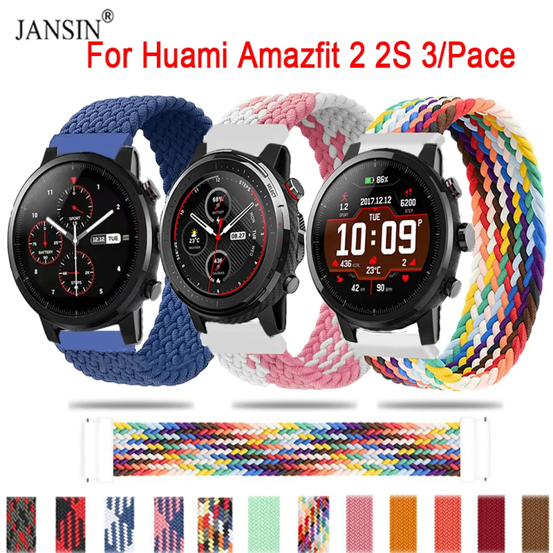 

Плетеный ремешок Solo Loop для Amazfit Stratos 2 2S 3, нейлоновый браслет для Huami Amazfit Pace, сменный ремешок для наручных часов