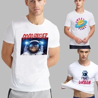 clothes fashion o neck top shirt men summer astronaut print short sleeve casual loose graphic t shirts youthful comfortable tee