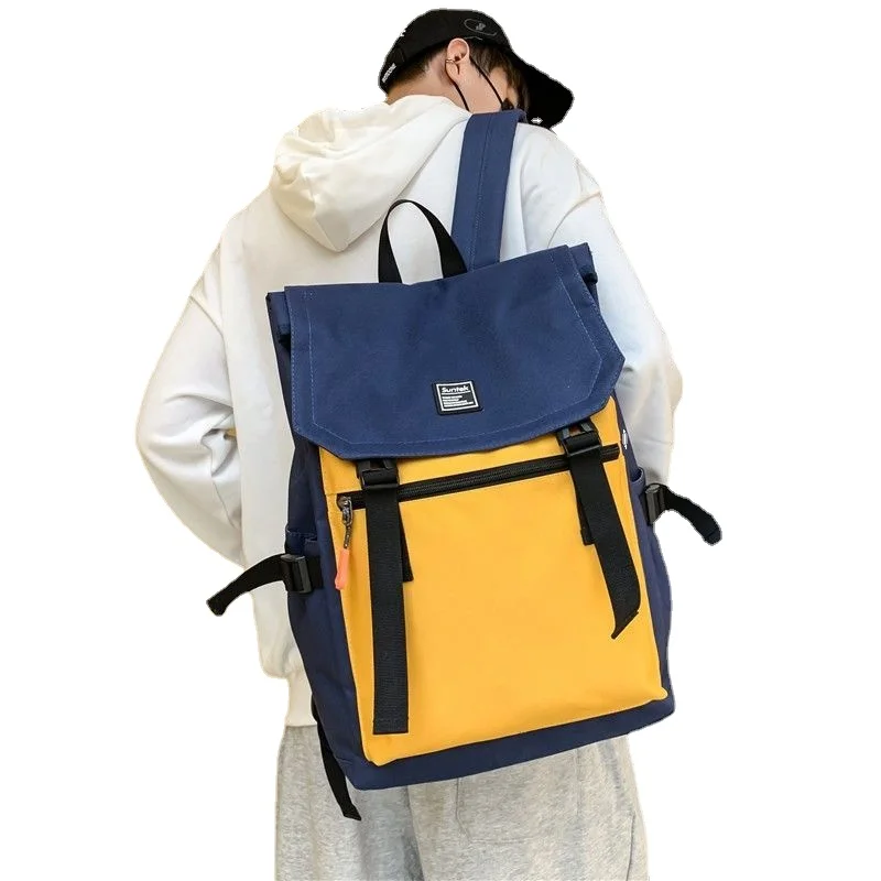 

Large Capacity Men's Backpack School Bags for Teenage Boys Nylon Black Patchwork Men Backpack
