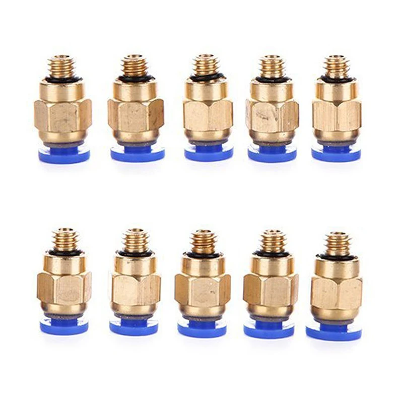 10 Pcs PC4-M6 Pneumatic Air Straight Quick Fitting 4Mm Thread M6 One Touch Hose Connector