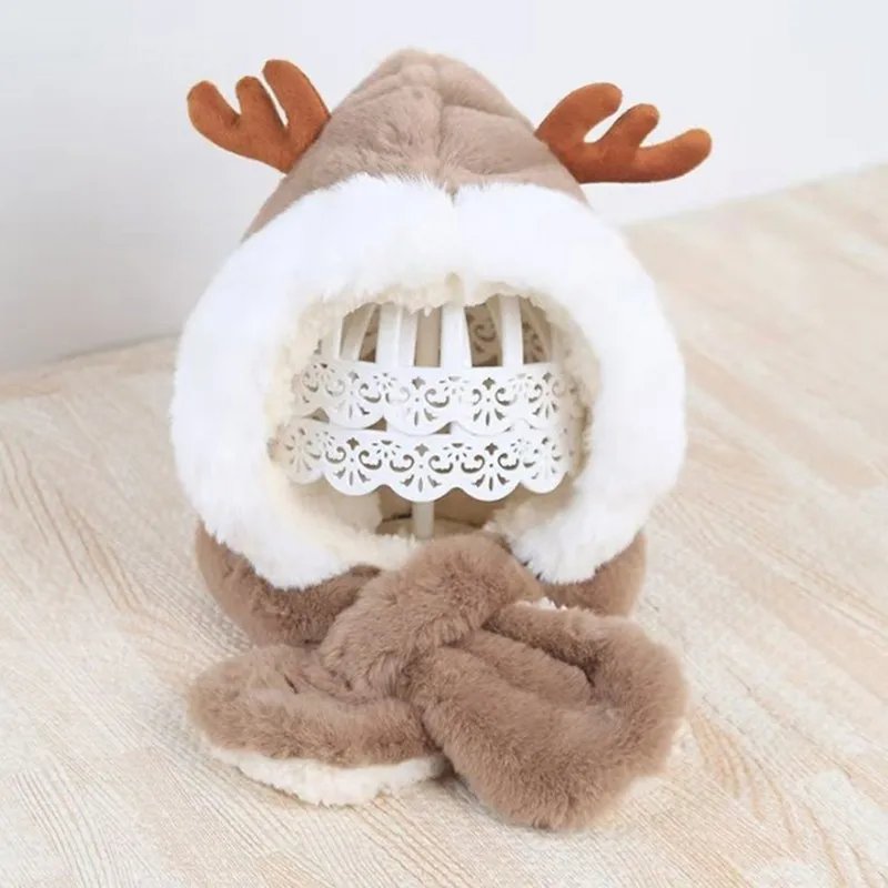 

Winter Warm Thicken Children's Hat Scarf Velvet Cute Sika Deer Super soft Ear Christmas Hat Merry Christmas Decor Party Gifts