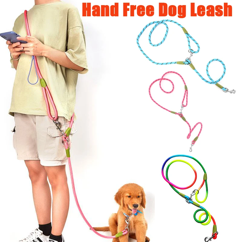 

Hand Free Dog Leash Reflective Crossbody Running Dog Walking Rope Adjustable Pet Traction Rope Multifunctional Double-head Leash