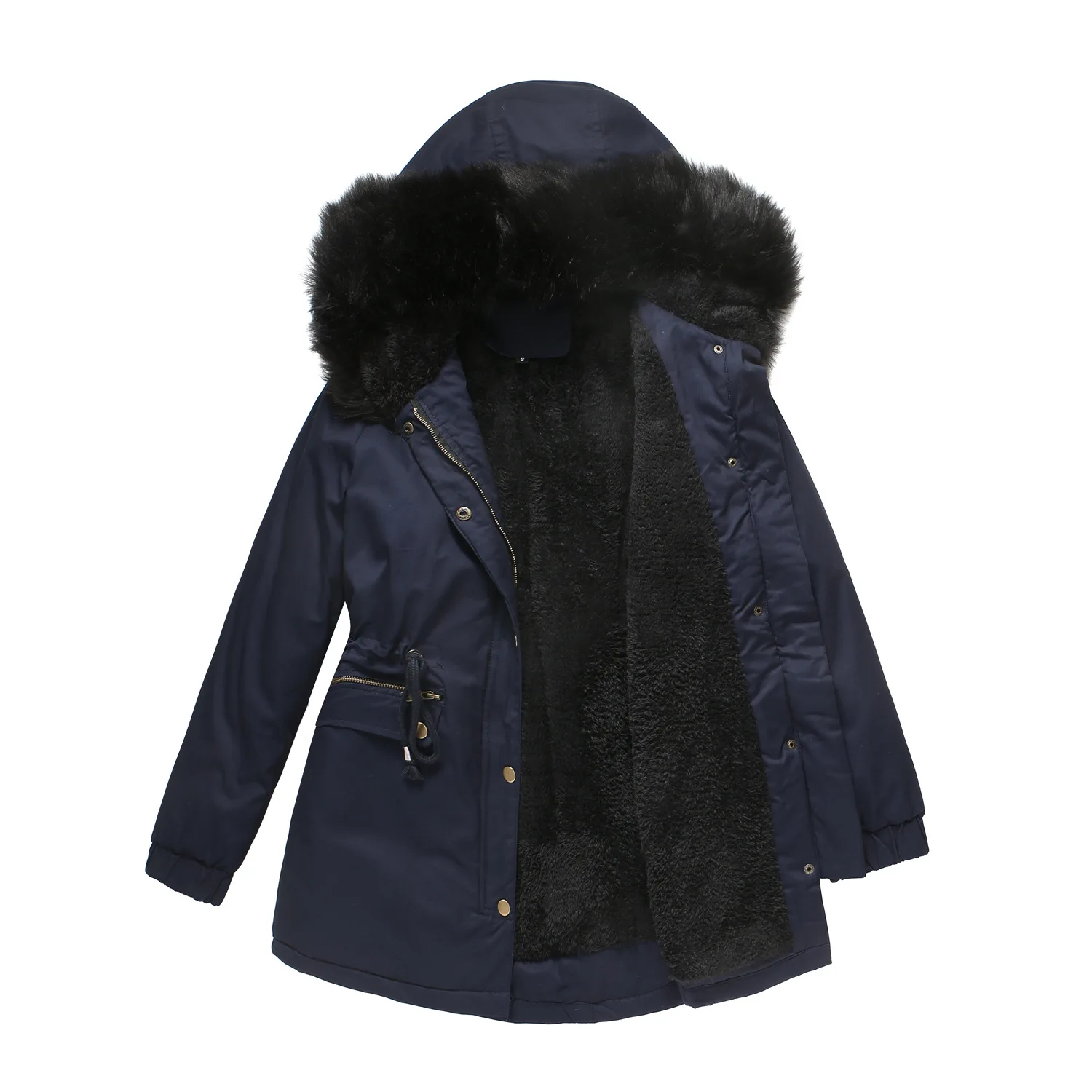 Winter Parkas Coat Women's Fleece Jacket Pluffy fur collar Hooded Warm Jacket  Loose Cotton Coat Outerwear Overcoat