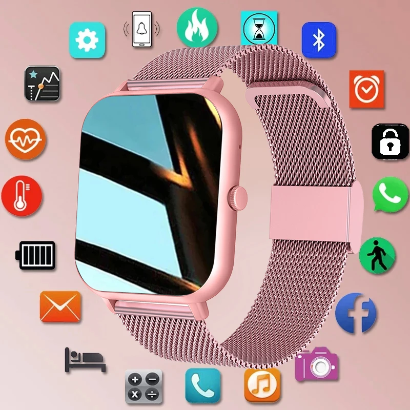 New Bluetooth Call Smart Watch Women Custom Dial 100+Smartwatch For Xiaomi Waterproof  Music Men Watch Full Touch Bracelet Clock