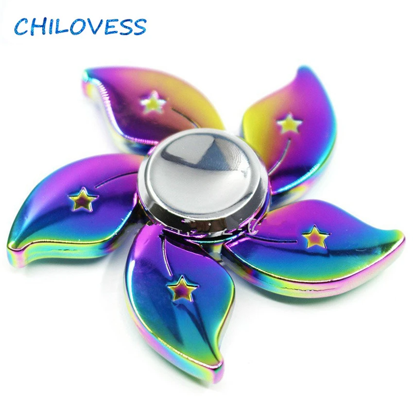 

Rainbow EDC Zinc Alloy Hand Spinner Flowers Fidget Spinner Finger Metal UFO Finger spinner Anxiety Stress Toy Gift