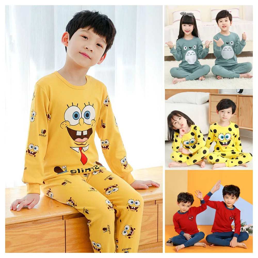 

Spring Autumn Full Sleeve Children's Clothing Set Boys Totoro Pajamas Set Kids Cotton Sleepwear Girls Homewear 8 10 12 14 Years