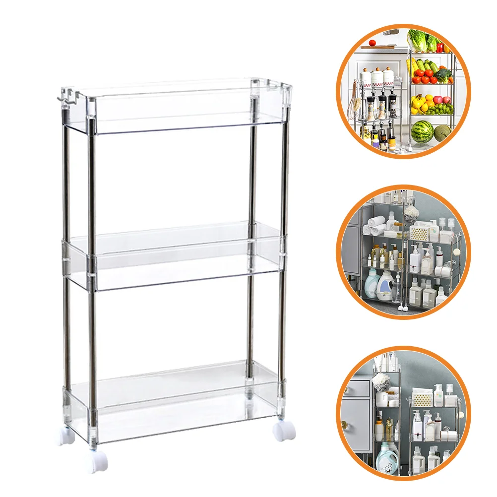 

Shelf Kitchen Storage Rolling Cart Organizer Carts Wheels Rack 3 Tier Metal Shelves