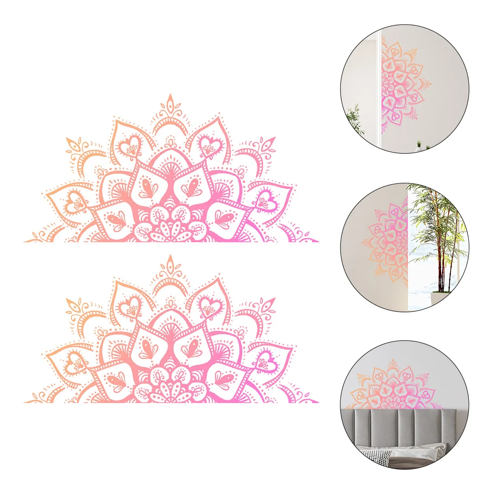

2 Sheets Headboard Decal Color Stickers Floral Wallpaper Flower Decals Mandala Flower Wall Sticker Sticky Spring Wall Sticker
