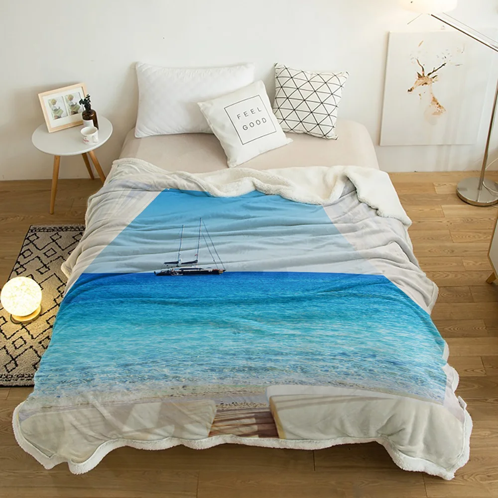 Бали пейзаж океан отпуск шерпа одеяло двойное толстое бархатное Фланелевое
