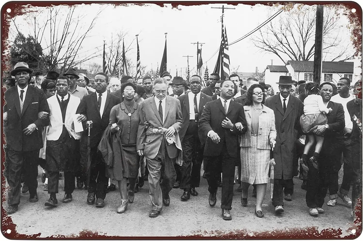 Dr Mrtn Luther Kng Jr MLK Cvl Rghts Mrch On Selm 1965 Плакат Vntge Metl Tn Sgn Wll rt Plque Декор для дома Br Pub Club Cfe 8x12