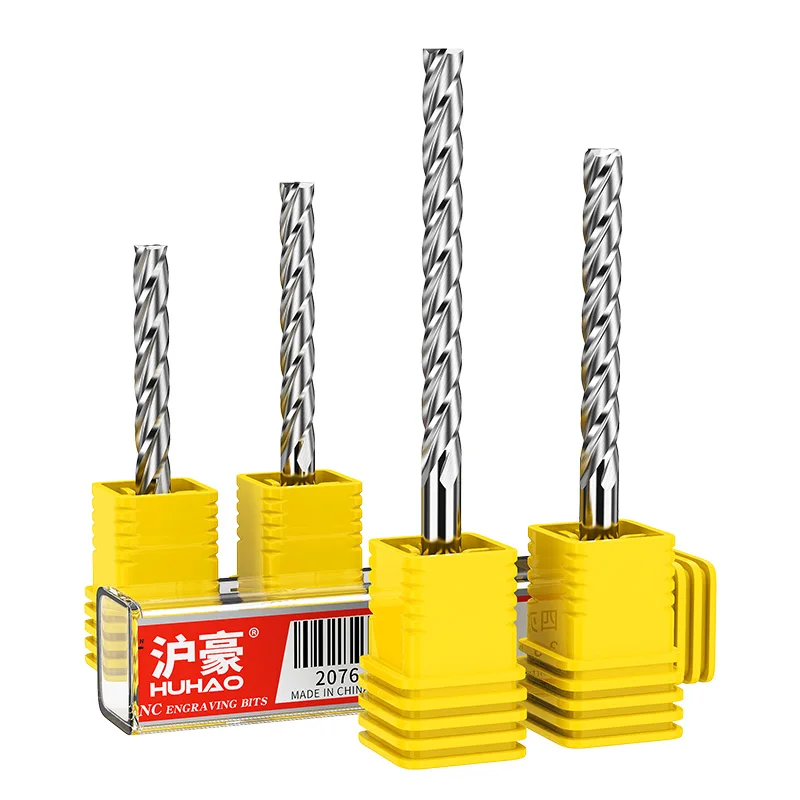 

3.175mm 4mm 6mm Shank Extended 4 Blades Woodworking Milling Cutter CNC Engraving Machine Tool Tungsten Steel Spiral Cutter Head