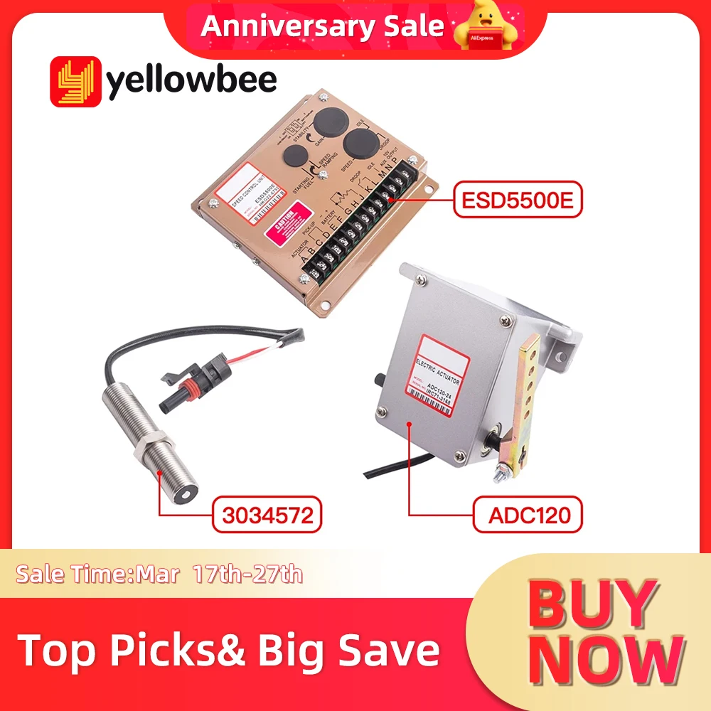 

High Quality Actuator ADC120 Diesel Generator Governor 1 set ADC120 Actuator 3034572 Pick Up Sensor ESD5500E Speed Controller