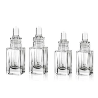 12 x portable refillable 10ml empty square clear glass drop bottle with clear drop 12oz transparent glass dropper container