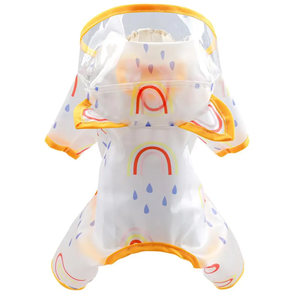 With Ears Adjustable Rainbow Pattern Rain Coats Poncho Pet Accessories