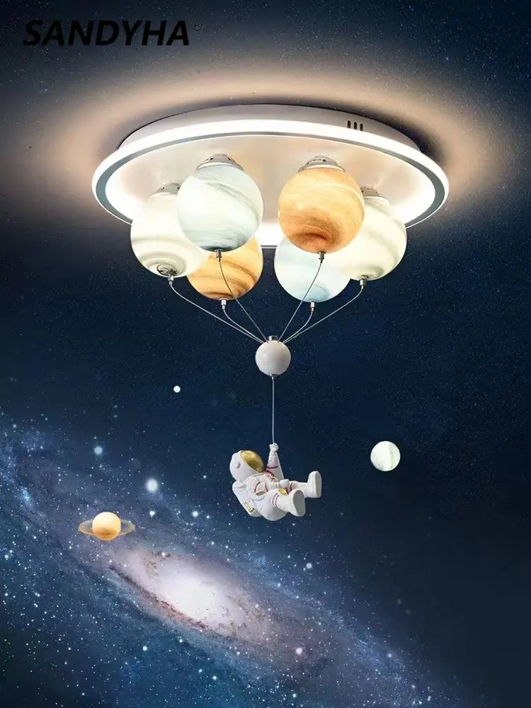 

Astronaut ceiling light Creative planet LED ceiling lamp For children's room dining study kindergarten lighting decoration