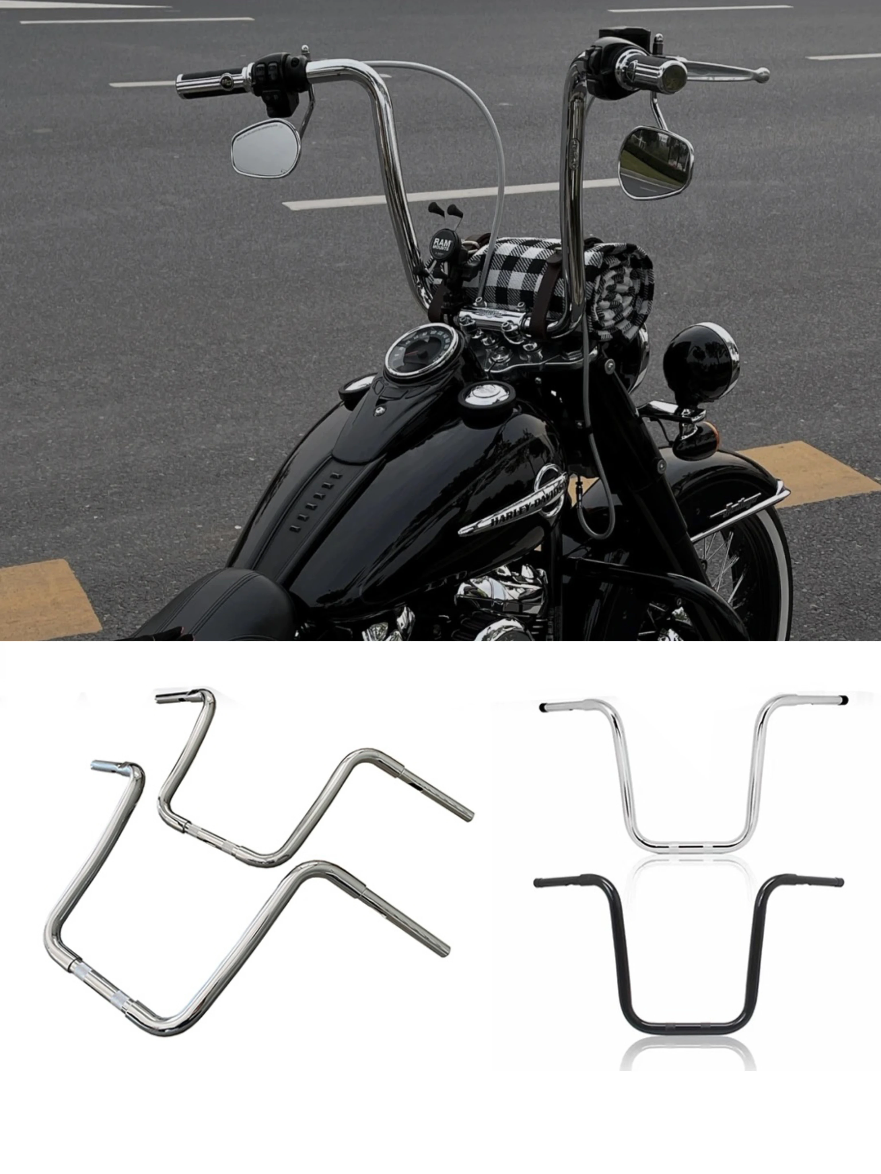 

Motorcycle accessories 14"16"18" Rise 1-1/4" Ape Handlebar For Harley Road King Softtail SLIM Fat boy street Bob LOW Rider V-ROD