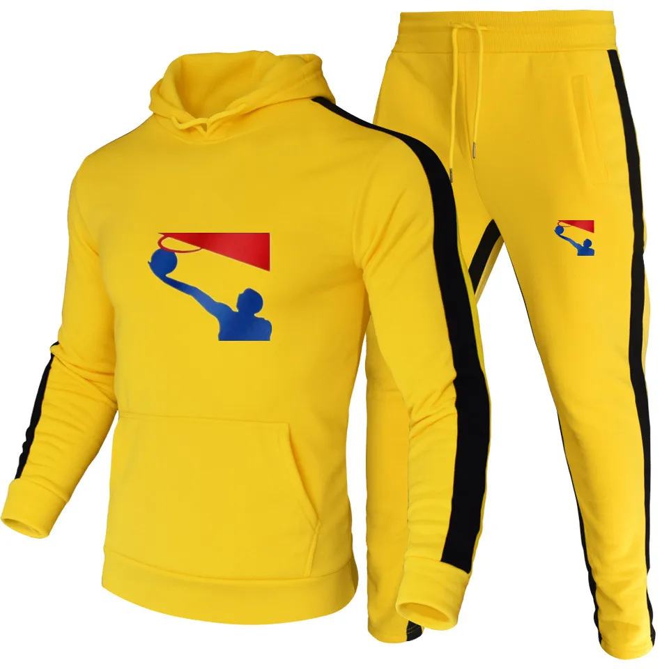 

Men's Tracksuit 2022 New Brand Thick Fleece Hoodies Sweatshirts Pants Two Piece Sets Fashion Sportswear Jogging Track Suit