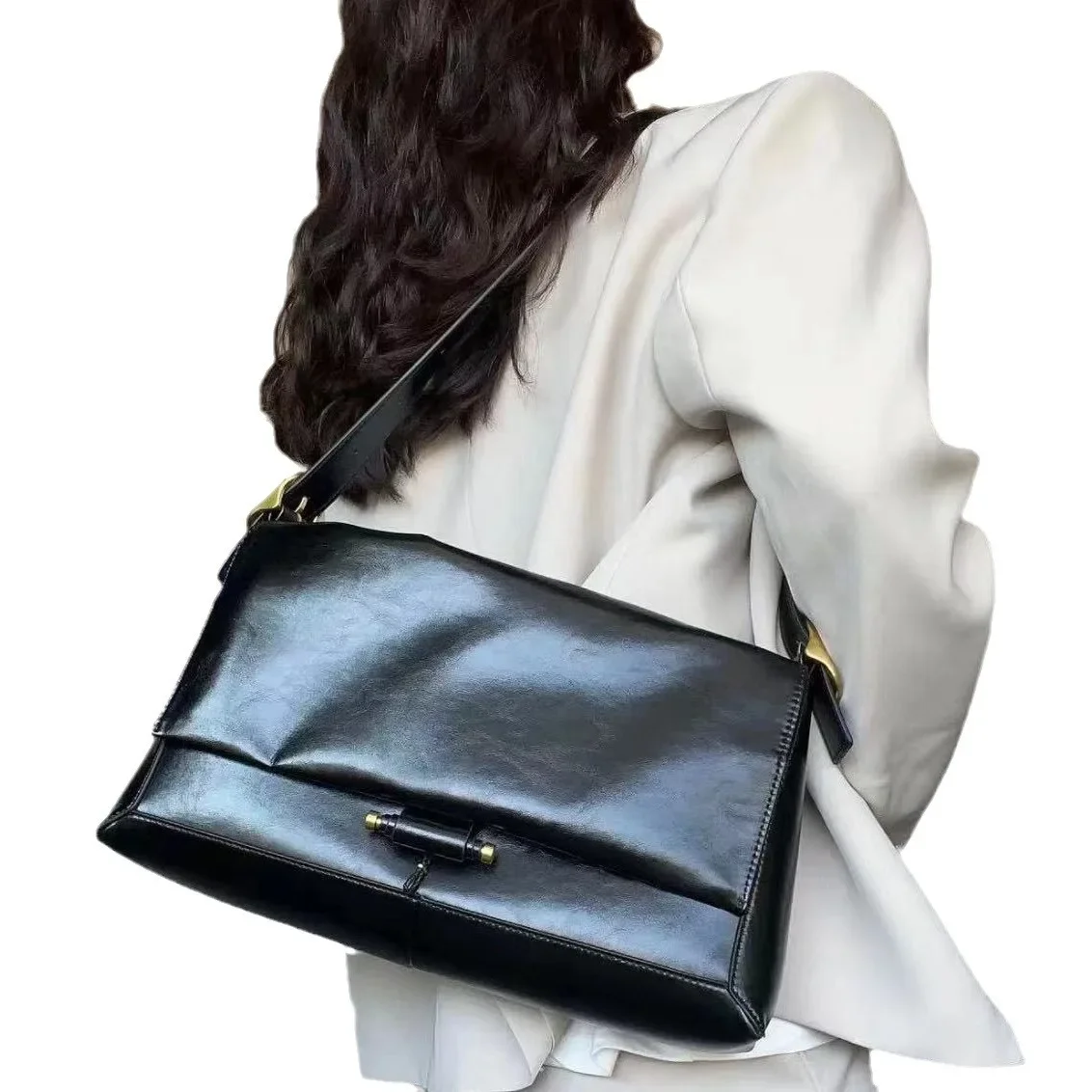 Корейская нишевая модная большая сумка Choi Sooyoung в одном стиле из воловьей кожи