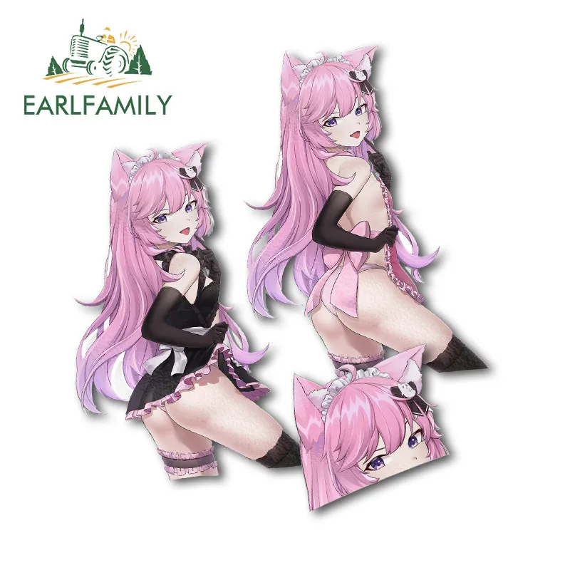 

EARLFAMILY 13cm for Nyanners Maid Car Stickers Creative Personality Decals Sunscreen Bumper Trunk Decor Car Door Protector