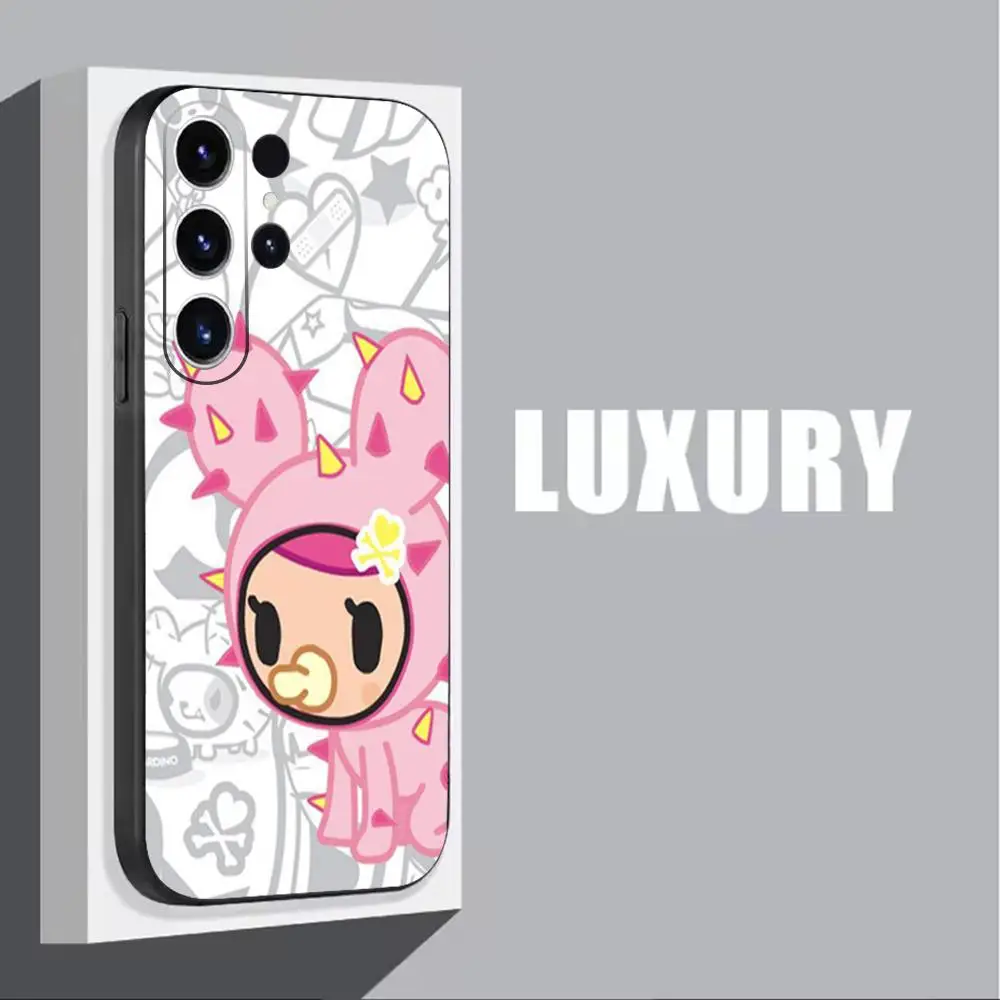 Фото Японский милый чехол для телефона T-Tokidoki для Samsung Galaxy S25 S24 S23 S22 S21 S20 Plus Ultra Note20, мягкий черный №2