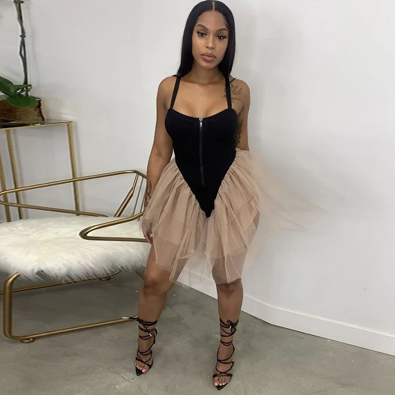 

Znaiml 2022 Mesh Splicing Bodysuit Sexy Club Rave Outfit Sleeveless One Piece Rompers Tops Women Fashion Festival Clothing