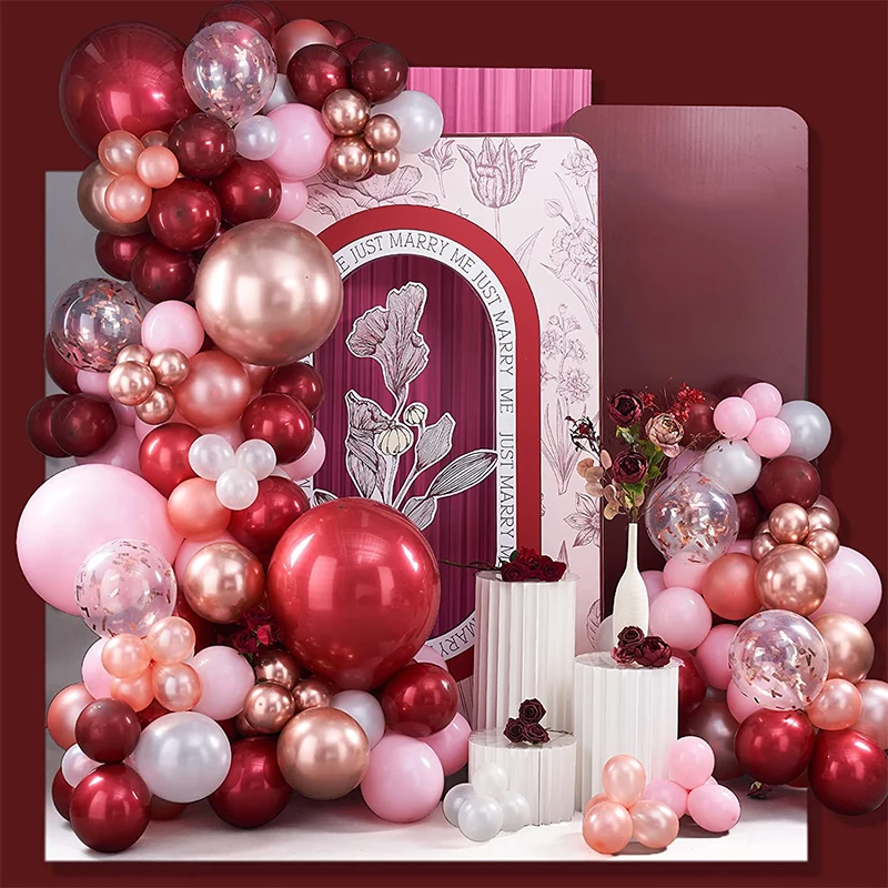 

Бордовая красная гирлянда для воздушных шаров, искусственный шар из розового золота, набор для дня рождения, фотосессия, свадьба