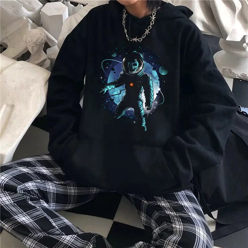 

Худи на Хэллоуин, осенняя модная повседневная спортивная толстовка с длинными рукавами в стиле Харадзюку, пуловеры в стиле унисекс, топы, худи с принтом астронавта и черепа