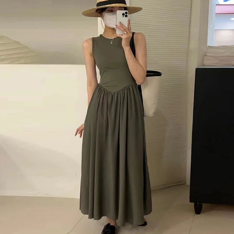 Длинное платье WDMSNA без рукавов длинное летнее элегантное в Корейском стиле для