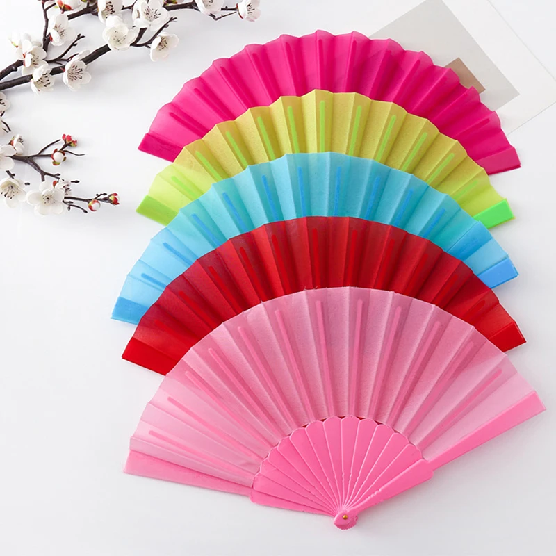 

Plain Color Folding Fan Blank Folding Fan Chinese Style Dance Fan Pure Tai Chi Plain Color Morning Exercise DIY Craft Painting
