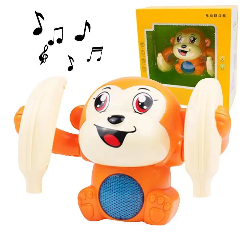 

Electric Monkey Toy Electric Flipping Dancing Toy Rolling Monkey Holding Bananas Voice Control Baby Musical Toys Talking And