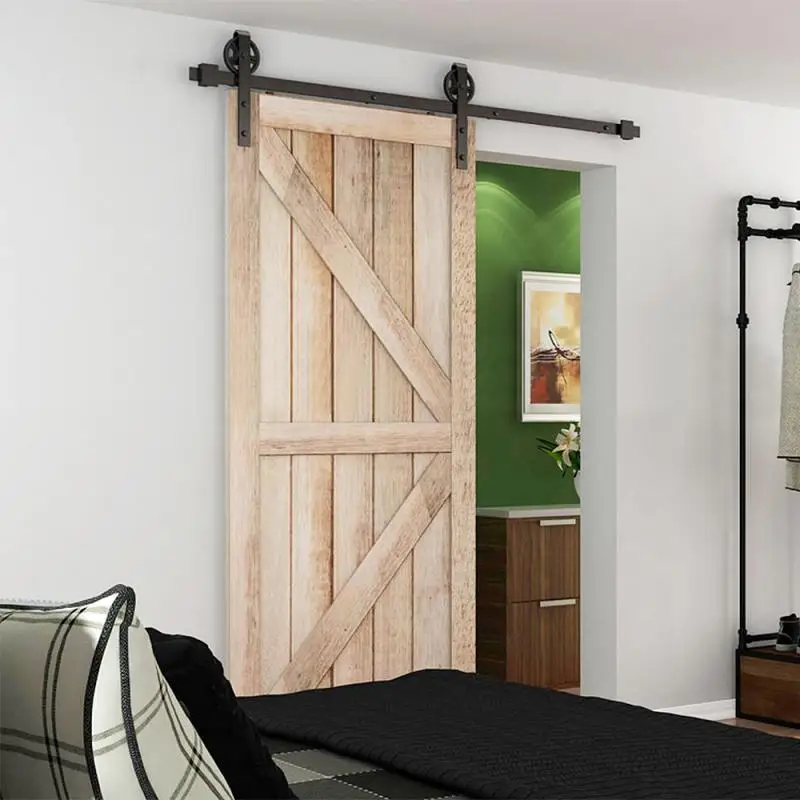 

200cm Barn Door Hanging Rail Large Wheel Type Slides Non-pearl Cotton Packaging Furniture Hardware Metalworking Hanging Rail HWC