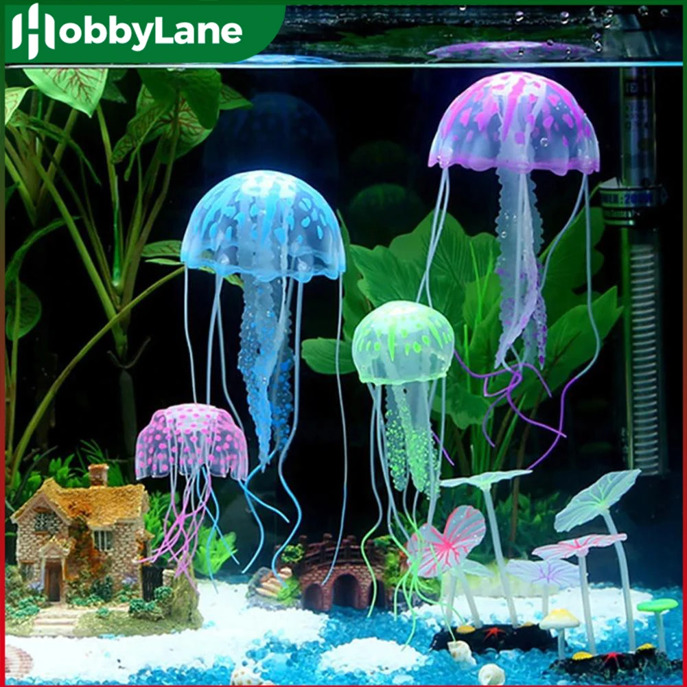

Glowing Silicone Luminous Fake Jellyfish Artificial Ornaments For Aquarium Fish Tank Landscaping Decoration Fish Tank Decoration