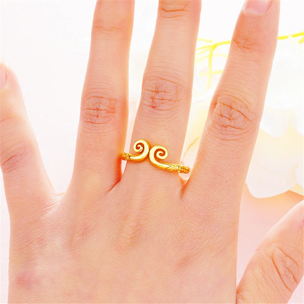 Женское позолоченное кольцо Винтажное с гравировкой дракона регулируемое
