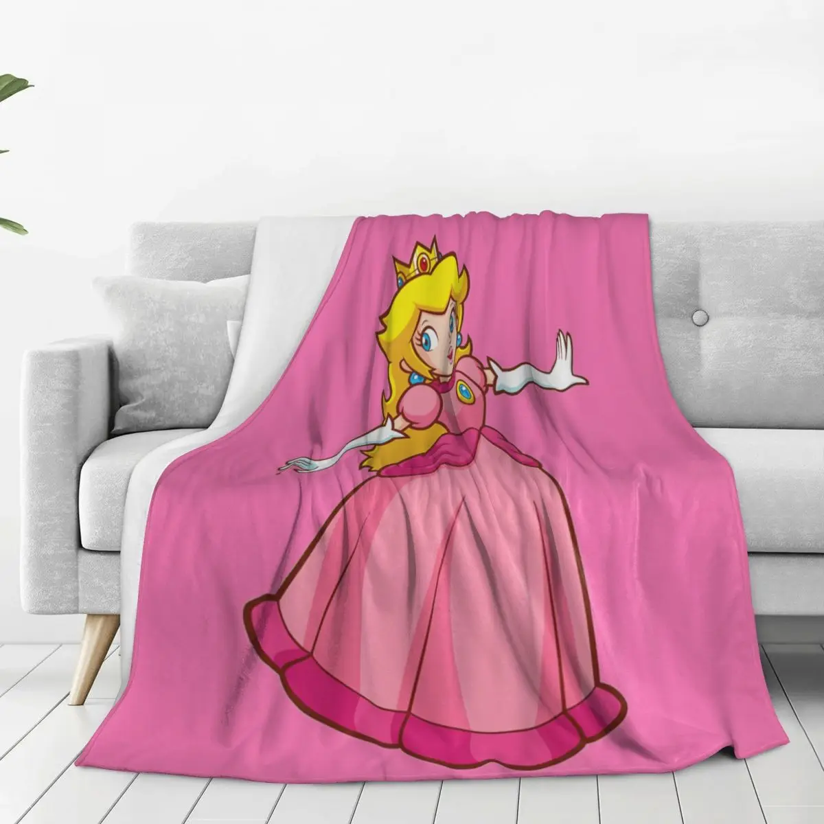 Фланелевое одеяло принцессы Super Mario Peach теплое для гостиной пикника пушистое