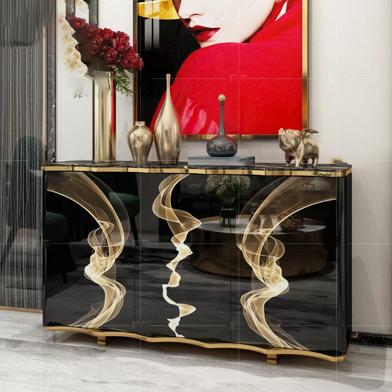 

Hong Kong-style light luxury side cabinet marble modern minimalist living room porch cabinet entry door restaurant cabinet side