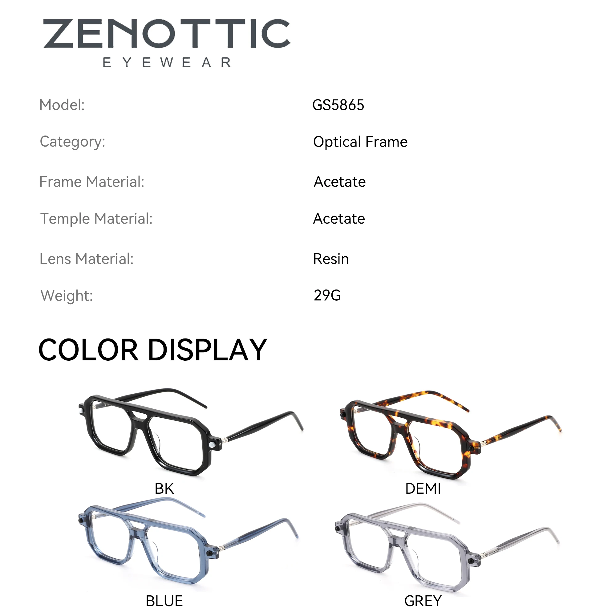 Фото ZENOTTIC (размер XXL) мужские очки-пилоты по рецепту, ацетатные фотохромные линзы ручной работы для близорукости, прогрессивные №4