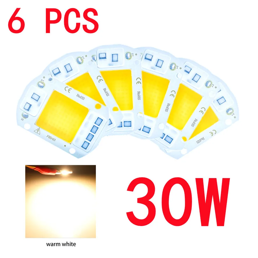 

6 шт., светодиодные COB-лампы VnnZzo F6040, 20Вт, 30Вт, 50Вт