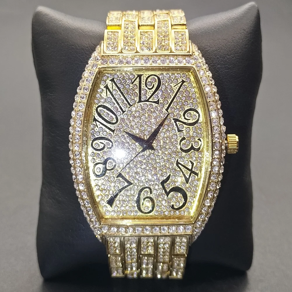 

Часы MISSFOX Мужские кварцевые, золотые большие арабские цифры, Роскошные водонепроницаемые из нержавеющей стали с бриллиантами, подарок для м...