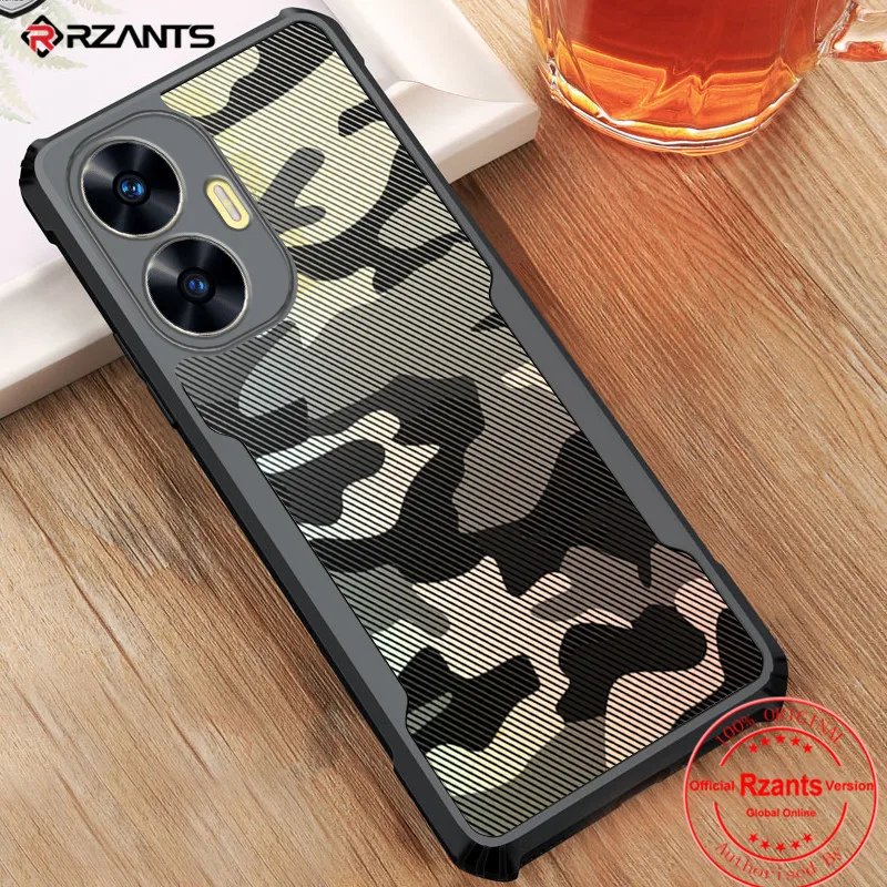 

Rzants For OPPO Realme C55 Slim Thin Case Hard Cover TPU Edge Bumper Half Clear Camouflage Shockproof Phone Casing