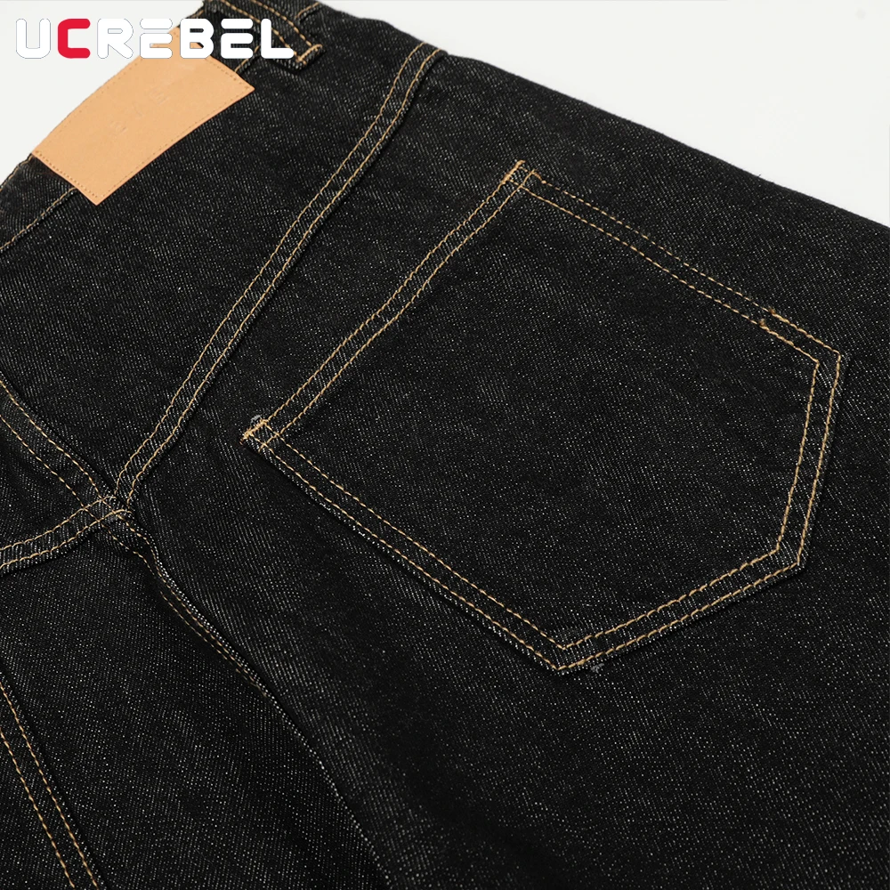 Фото Мужские джинсы Airplane Buckle в стиле High Street, широкие, свободные, из денима №5