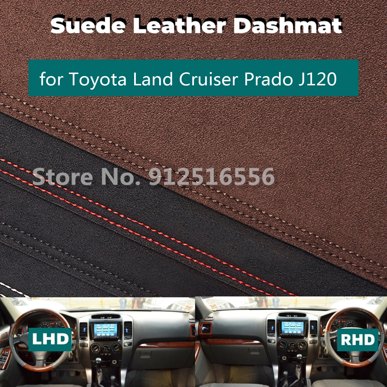

Suede Dashmat Dash Mat Dashboard Cover Non-Slip Sunshield Accessories for Toyota Land Cruiser Prado J120 120 2002-2008 GXL