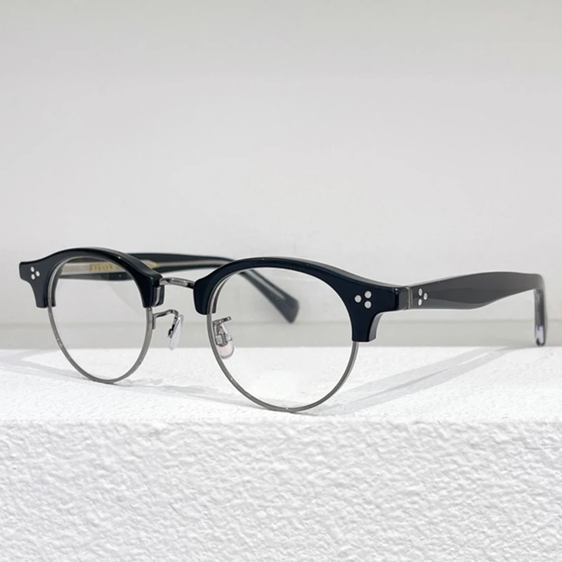 

Japanese EYEV 643 Round Acetate Myopia Stylish Men Glasses Frames Women Gold Retro Prescription Glasses with Full Case