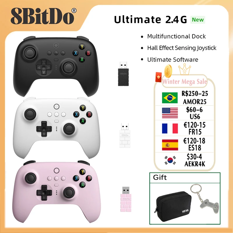 8BitDo Ultimate Wireless 2.4G Gaming Controller with Charging Dock Gamepad for PC, Windows 10, 11, Steam, Android